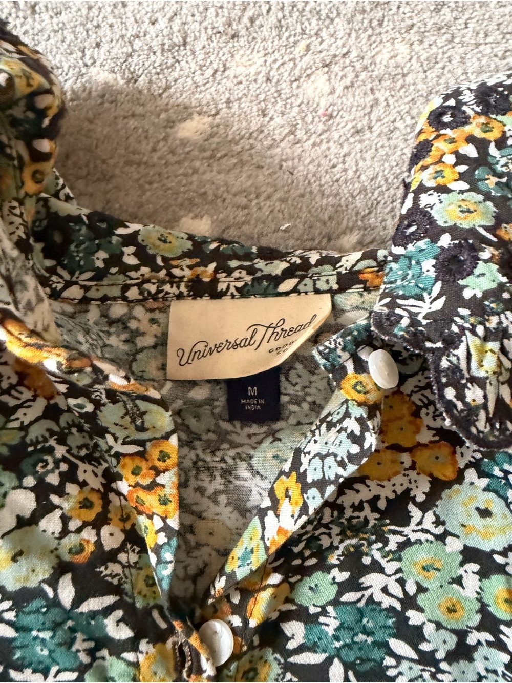 Universal Thread Multi-Color Floral Ruffle-Neck Blouse - Picture 4 of 4